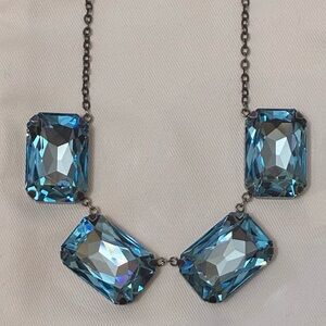Blue Aquamarine Crystal Necklace